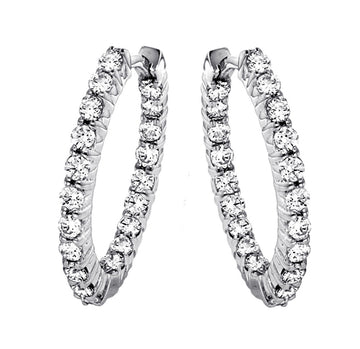 1.65 CT Diamond Inside/Outside 14k White/Yellow Gold Hoop Earrings